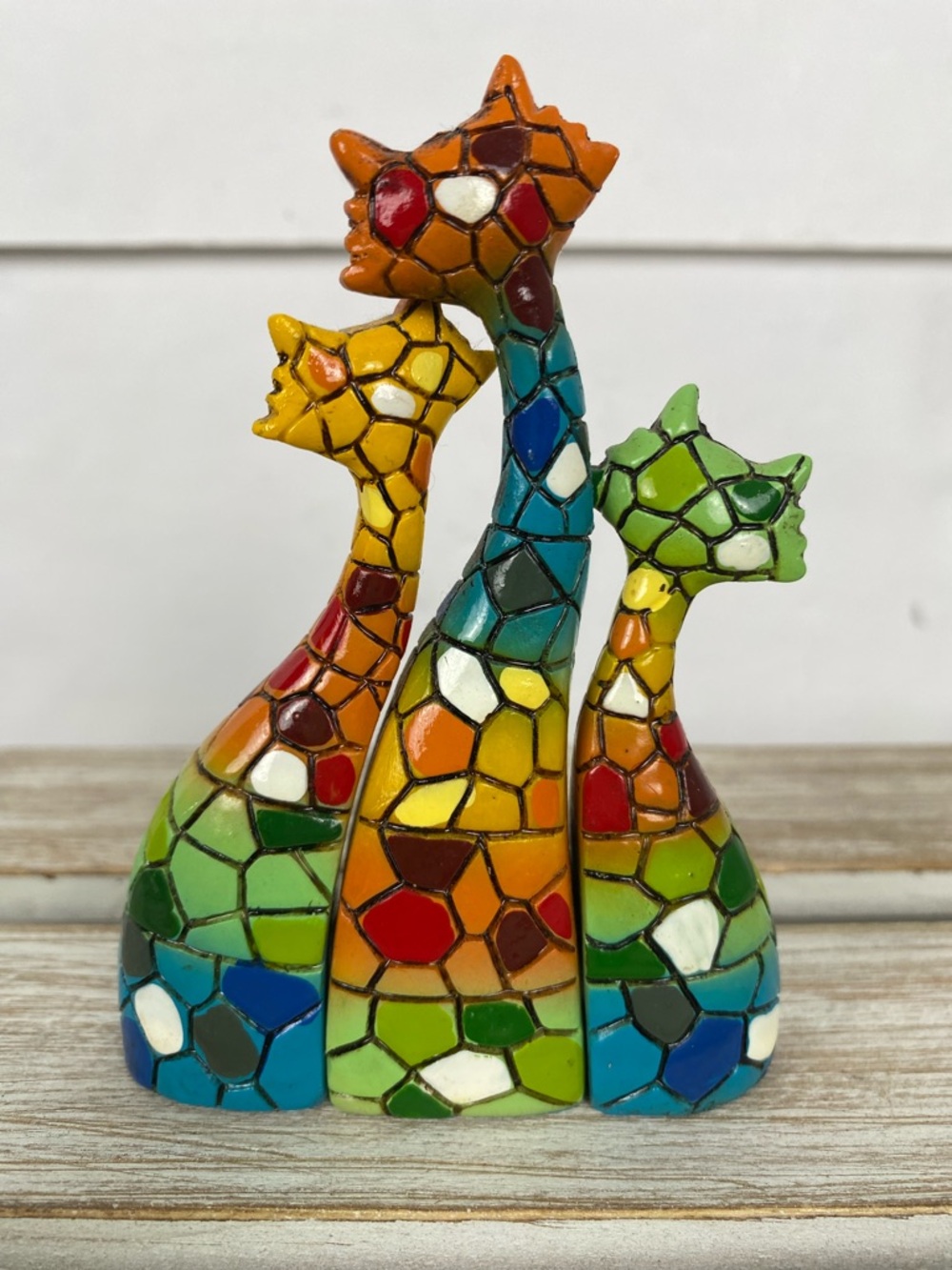 Multicolor Mosaic Art Cat Figurines 3 Cats colorful - Picture 3 of 10